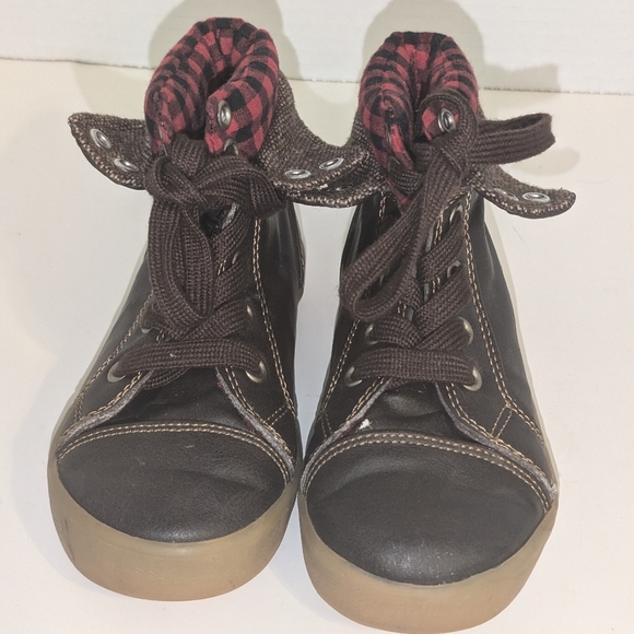 GAP Little Boys Ankle Boots with Plaid Red and Black Ankle Feature Size 9 - Picture 5 of 10